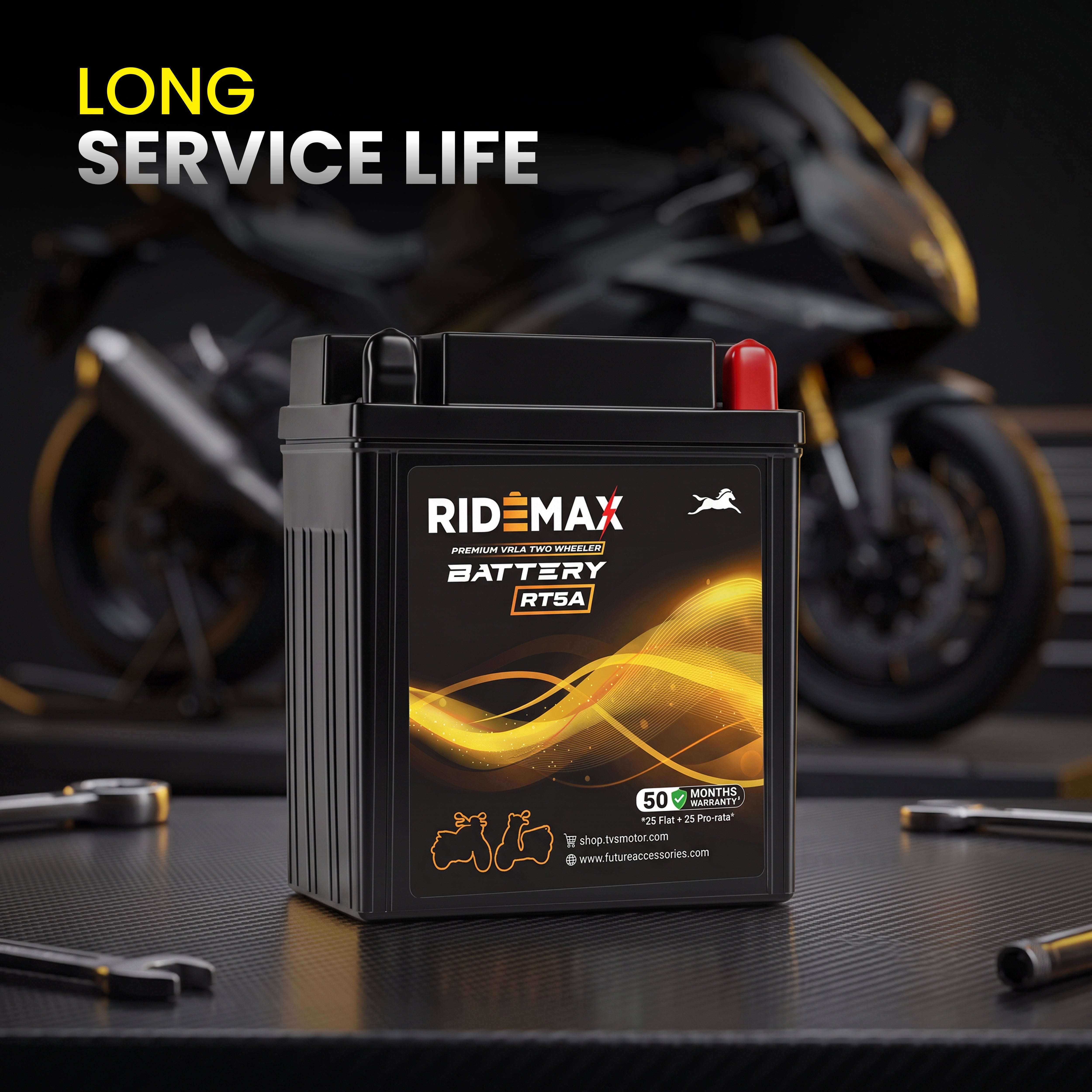 RideMax Premium VRLA 12 Volt Two Wheeler Battery RT5A